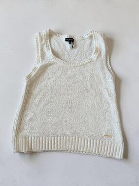 HALSTON Ivory Cotton Blend Knit Tank Top Size XL